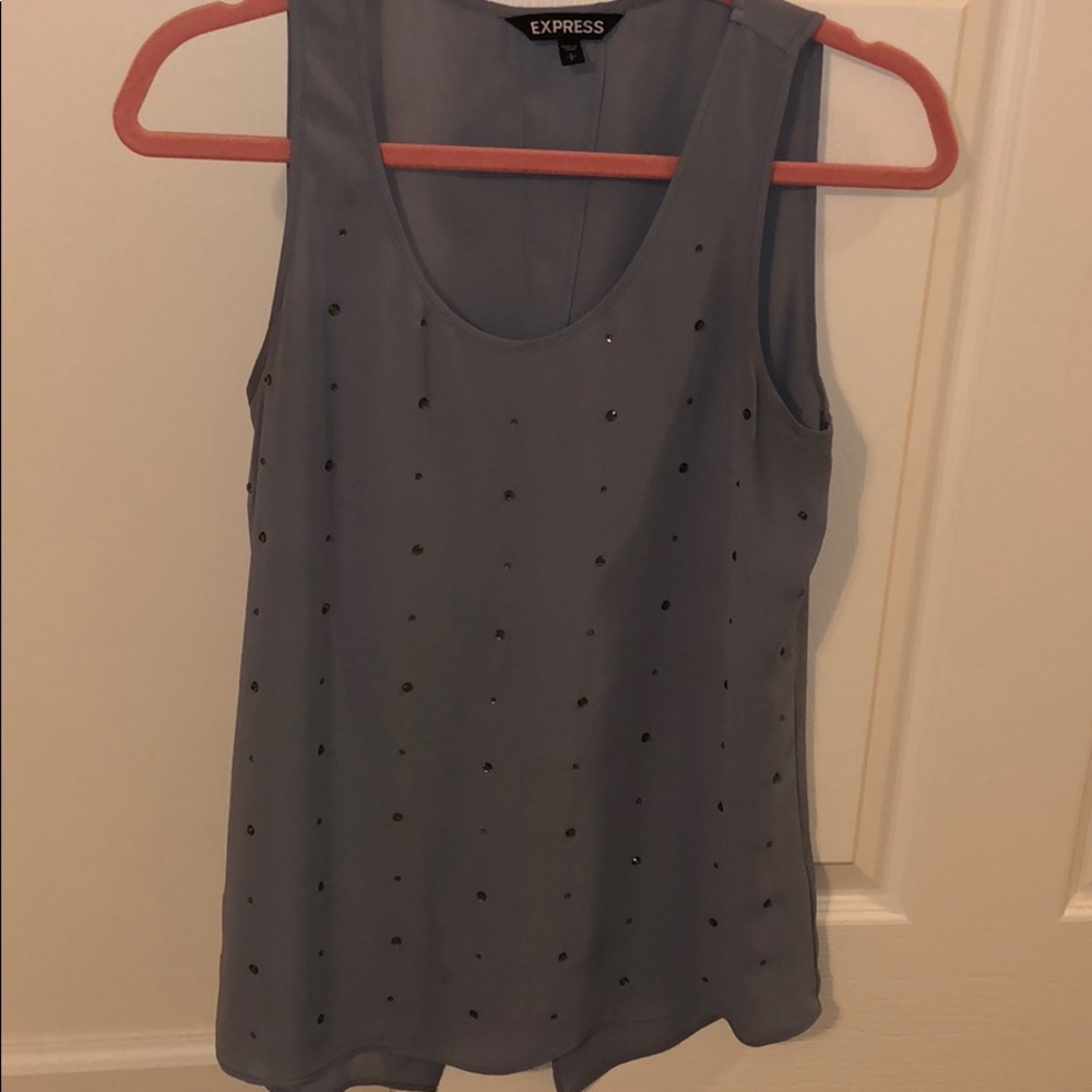 Gray top with crystal details